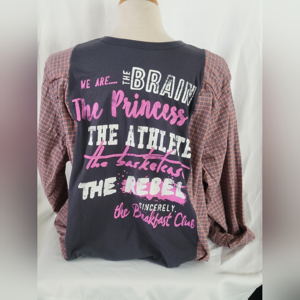 UPCYCLED REMADE REFASHIONED Breakfast Club Graphic Long Sleeve Shirt Sz XL / XXL - Picture 2 of 5